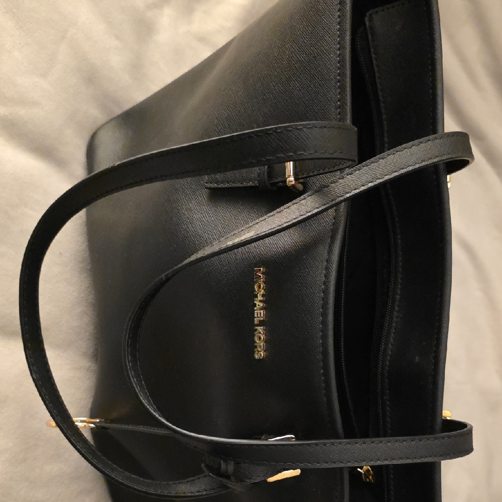 Michael Kors Black Tote with Gold Accents